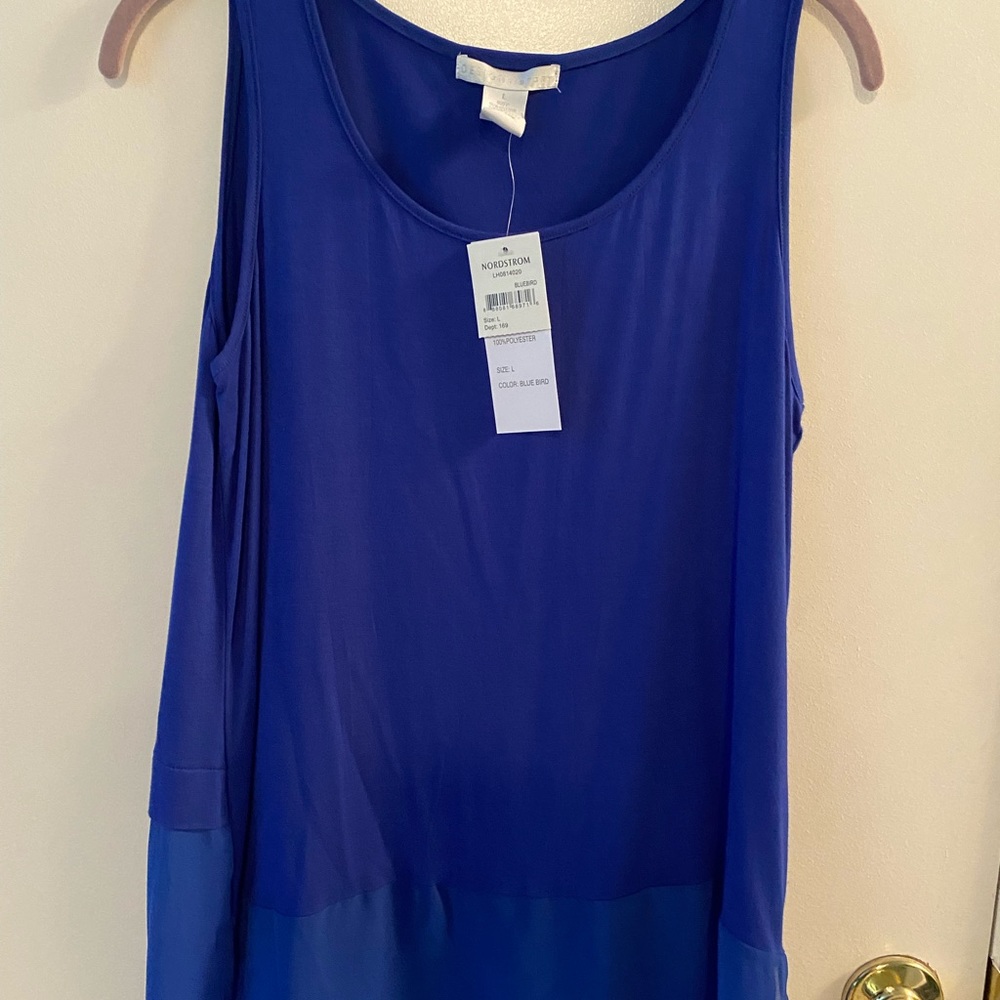 Design History Large Sleeveless Blue Blouse
